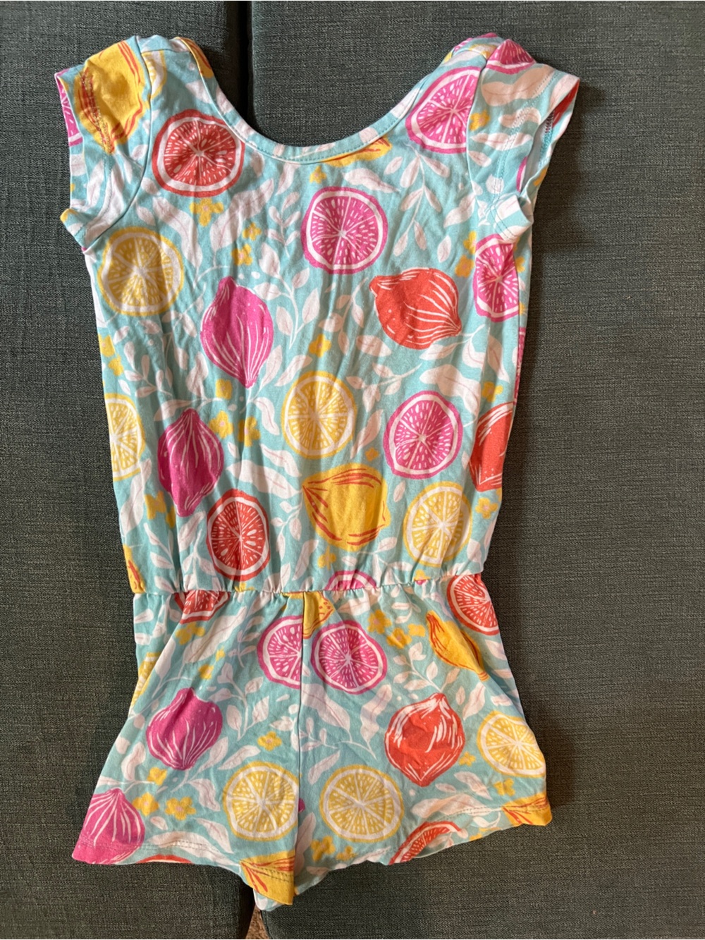 Hatley Girls Citrus Print Romper in Aqua, Pink & Yellow